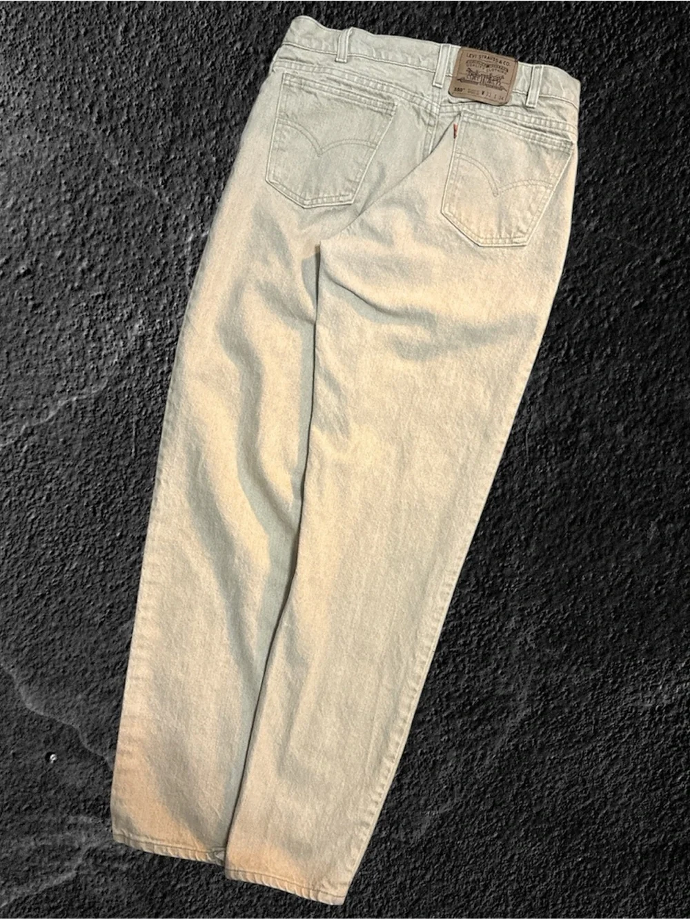 Vintage Levi's 550 Orange Tab Sand Beige Tapered Leg Jeans Men's 33x34